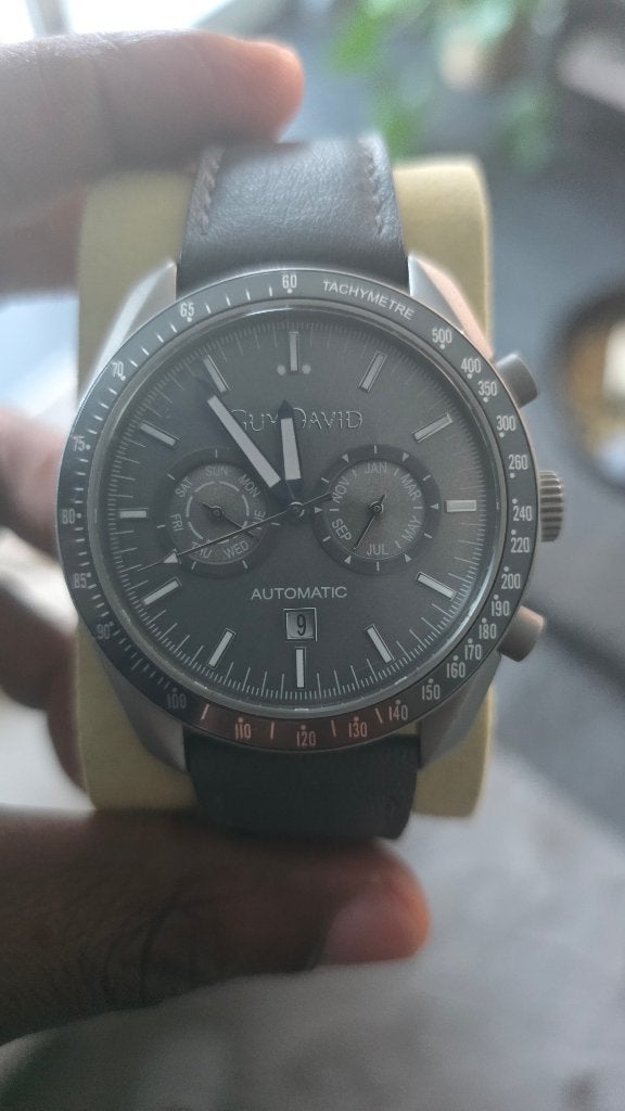Gassan Guy David horloge automatisch *grijs*, Overige merken, Overige materialen, Leer, Polshorloge