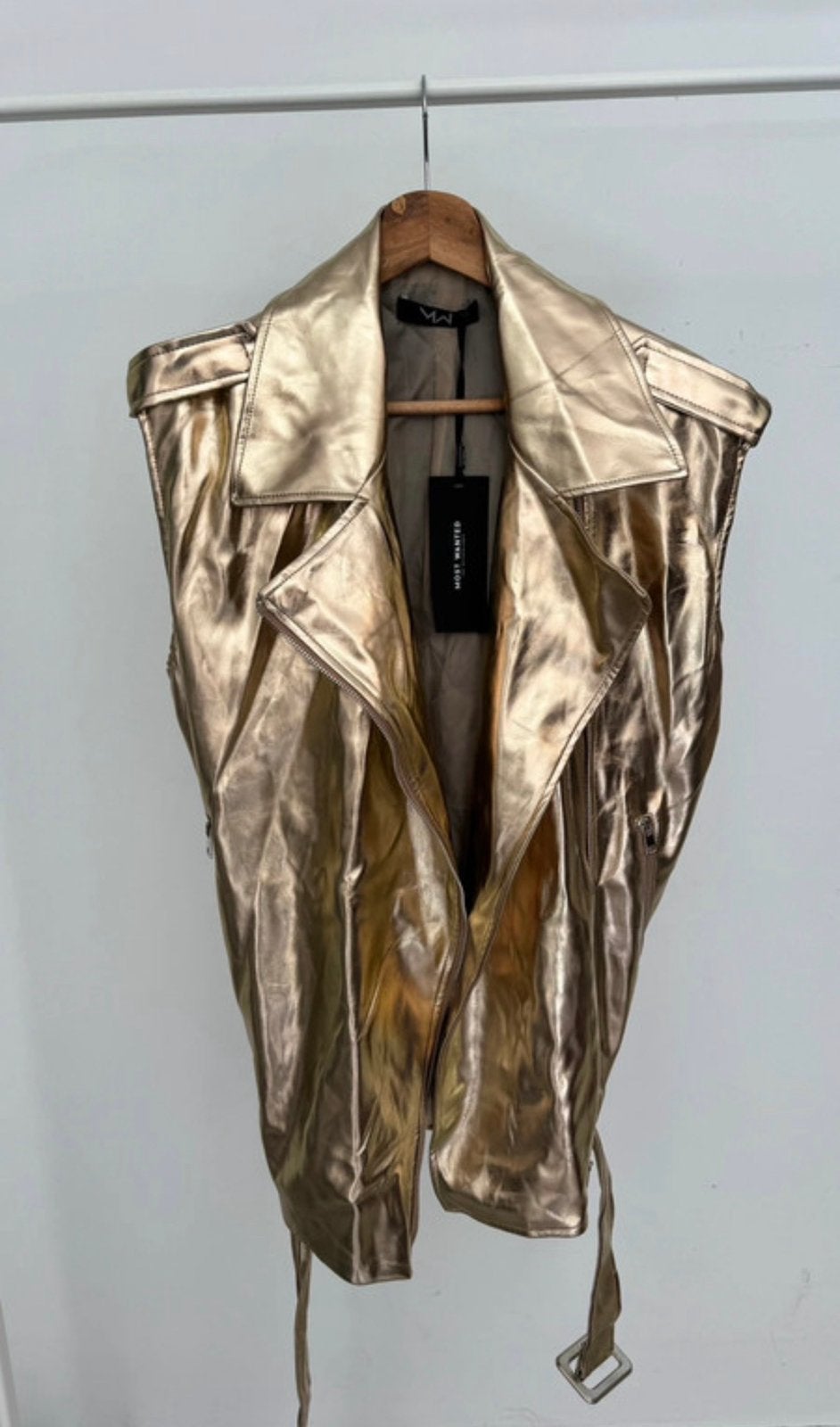 Most Wanted goud metallic oversized biker gilet / maat S, Verzenden, Nieuw, Maat 36 (S), Goud