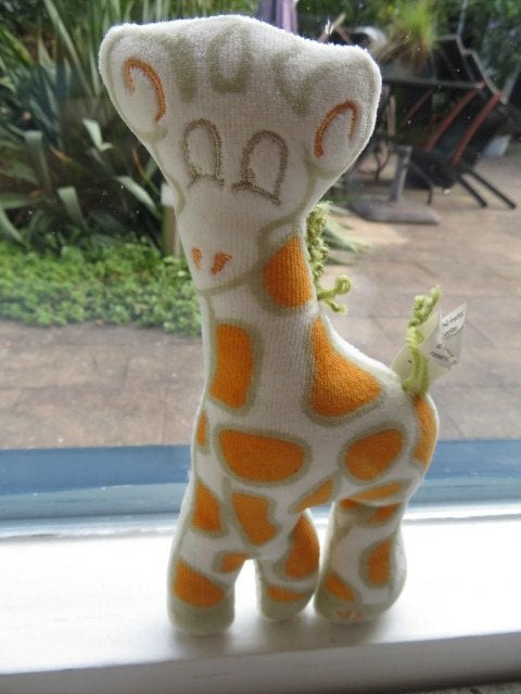 Giraffe giraf girafje merk Ducky Beau piep -of knijpbeestje, Ophalen of Verzenden, Zo goed als nieuw, Giraf, Met label