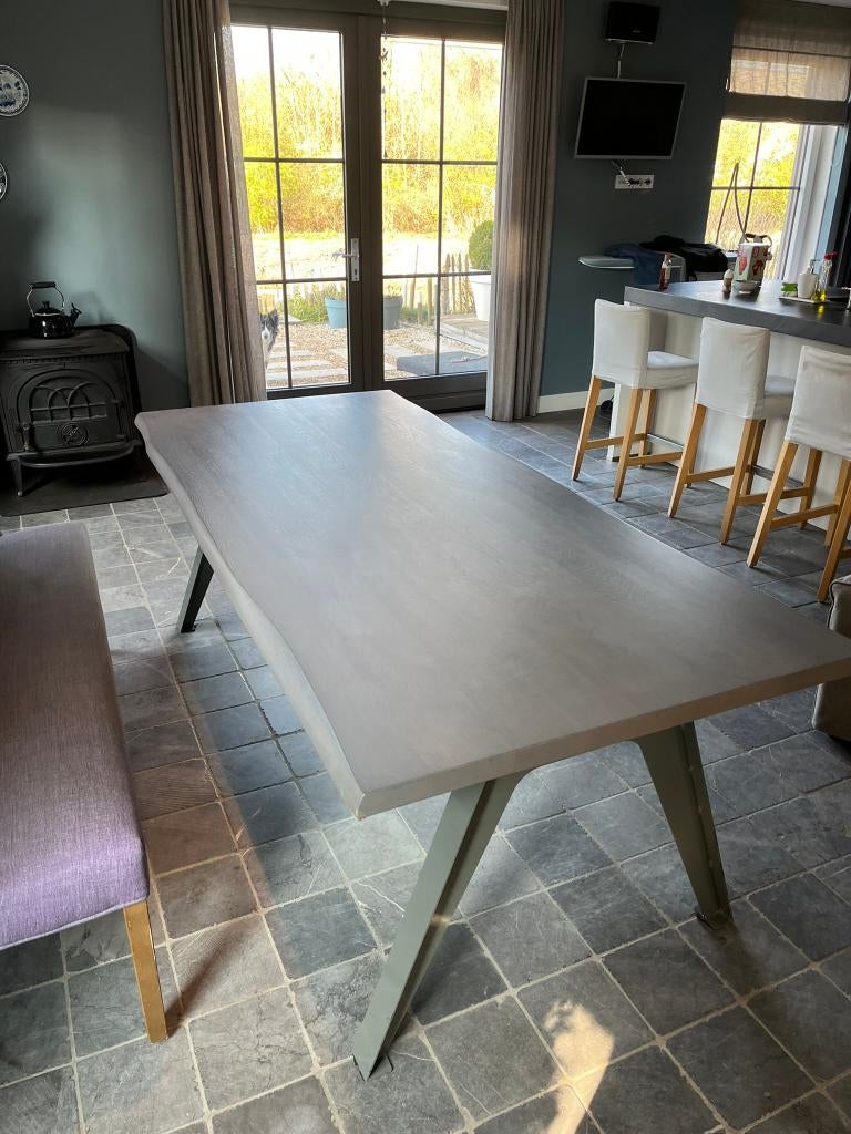 Eetkamertafel lengte 215cm, gratis thuisbezorgd*, Grenenhout, Gebruikt, Boomstamtafel, landelijke stijl, 200 cm of meer