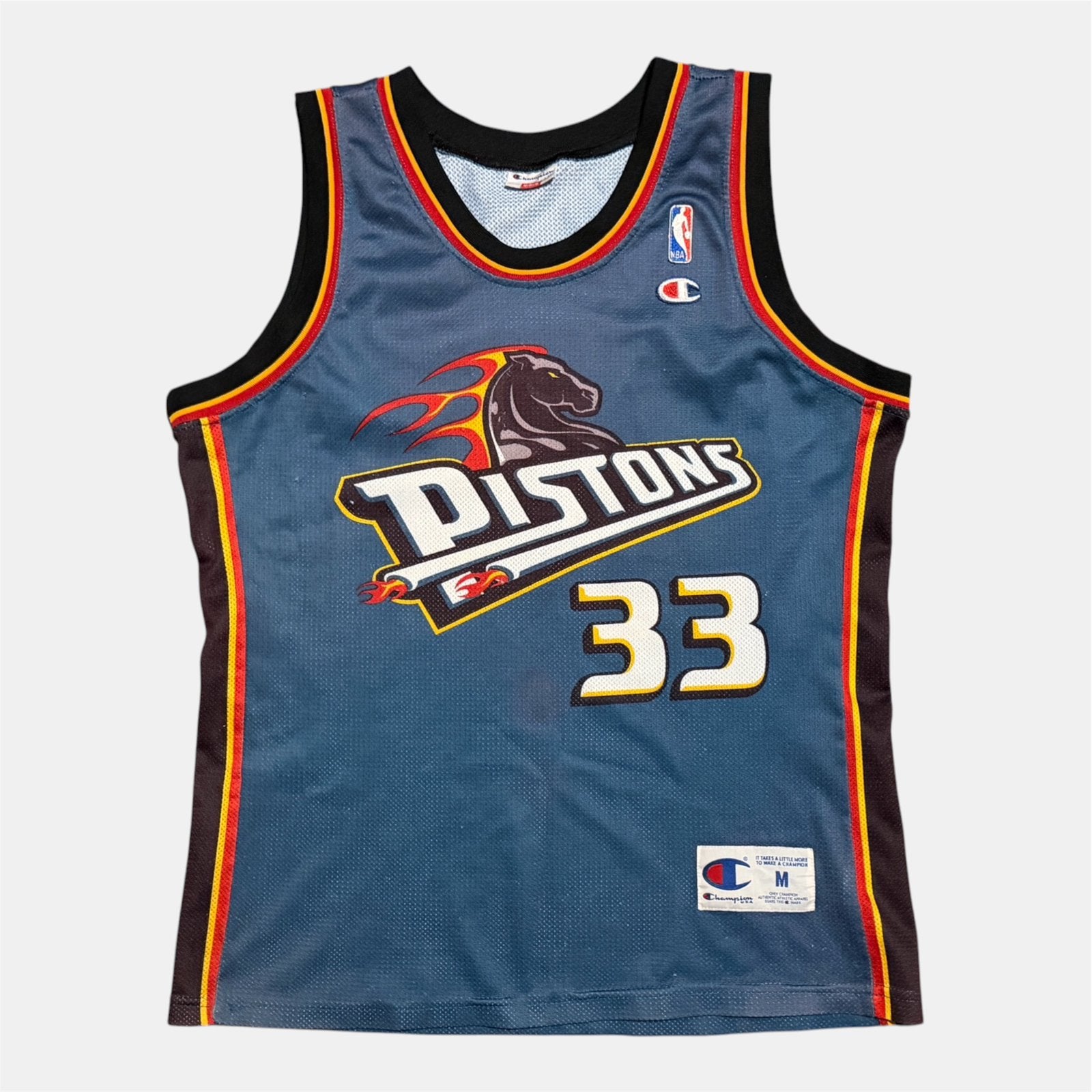 Vintage 90s Grant Hill Pistons jersey maat M Champion tenue, Sport en Fitness, Basketbal, Ophalen of Verzenden, Gebruikt, Kleding