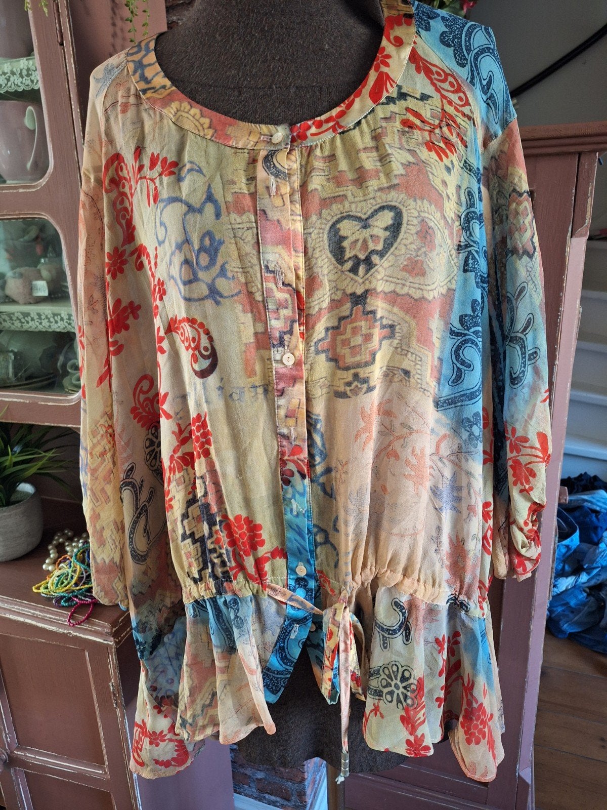 Voile tuniek blouse xl xxl, Ophalen of Verzenden, Gedragen, Meerkleurig, Blouse of Tuniek