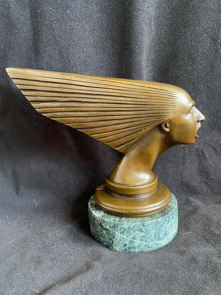 Bronzen Art Deco dameshoofd LaLique/stempel zuiver brons, Antiek en Kunst, Ophalen of Verzenden
