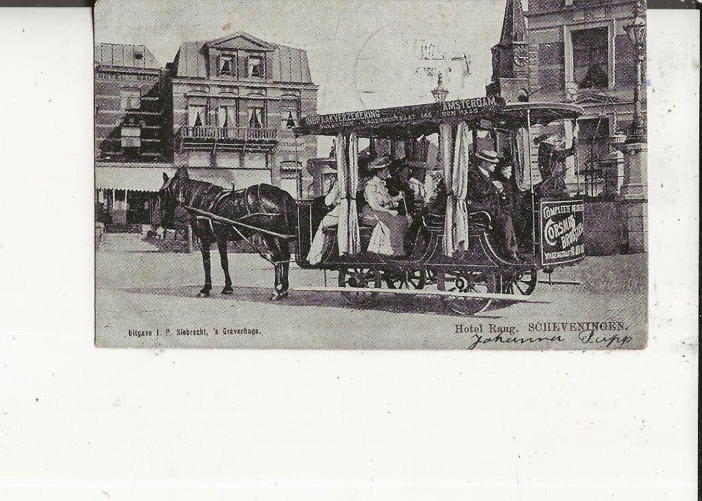 Scheveningen Hotel Rauch met paardentram 2 aug 1905, Ophalen of Verzenden, Voor 1920, Gelopen, Zuid-Holland