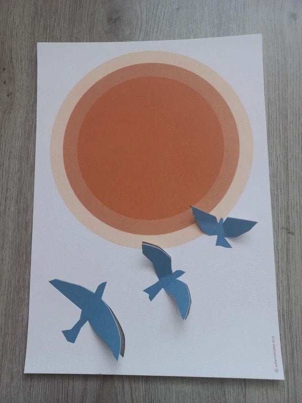 Poster pop up Jurianne Matter vogels A4, 28 cm, 20 cm, Meerkleurig, Papier/karton