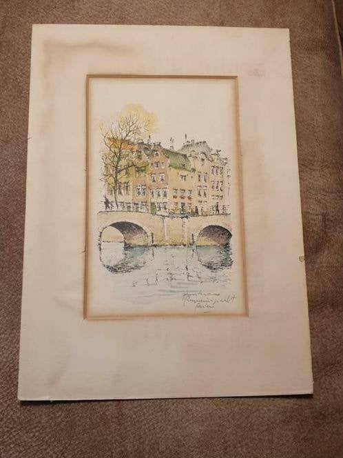 ingekleurde litho Gerard v Berkel Reguliersgracht Amsterdam, Ophalen