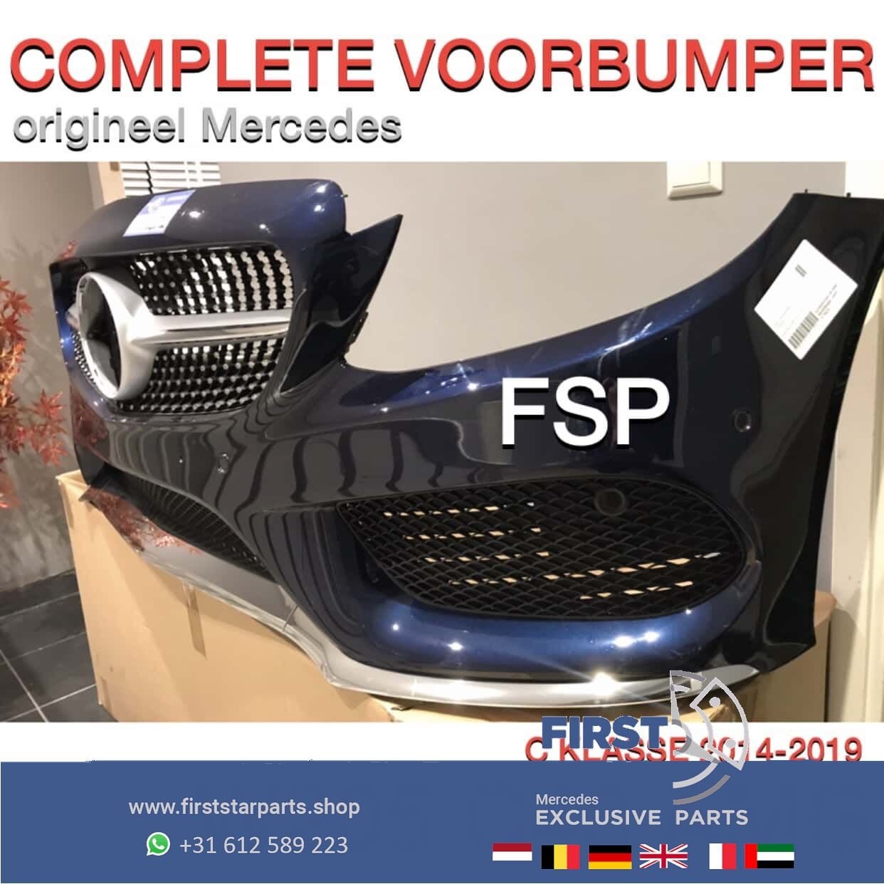 W205 C205 C43 AMG BUMPER Mercedes C Klasse 2018 VOORBUMPER C, Gebruikt, -, Voor, Ophalen of Verzenden