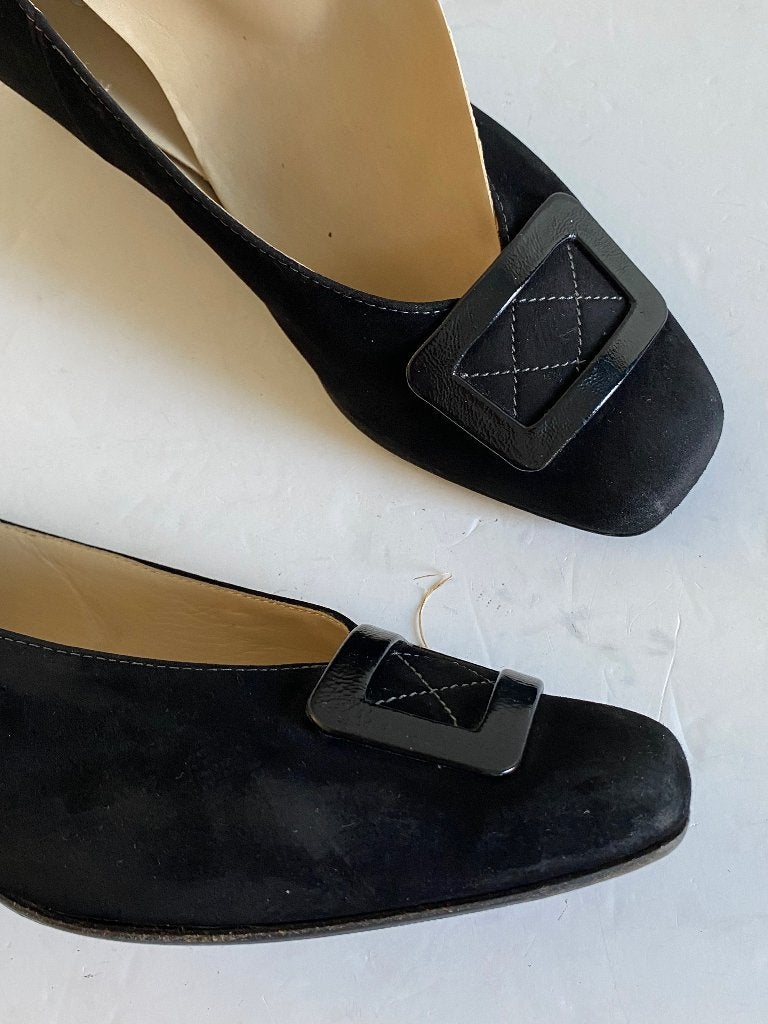 K325 Hassia mt 38/G Leren pumps schoenen lage hak leer zwart, Hassia, Pumps, Zwart, Ophalen of Verzenden