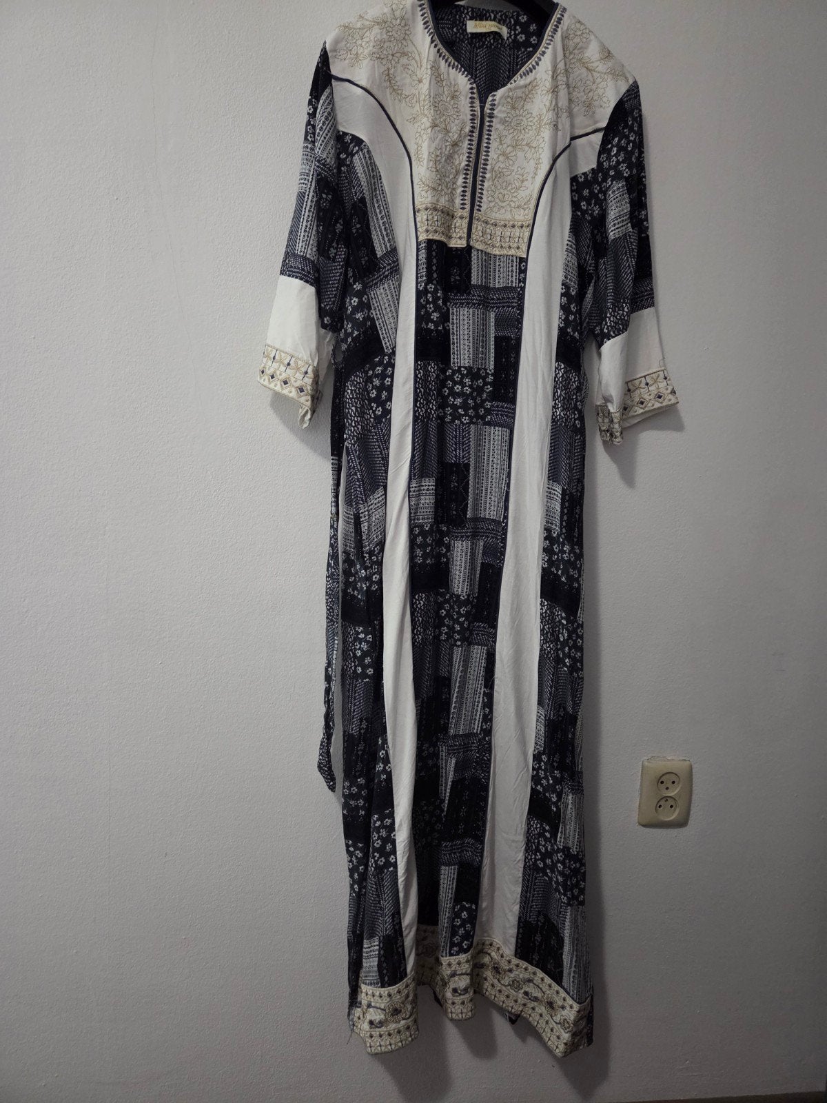 Maxi jurk met patchwork en borduursels - d, Kleding | Dames, Zwart, Maat 46/48 (XL) of groter, Nieuw, Onder de knie