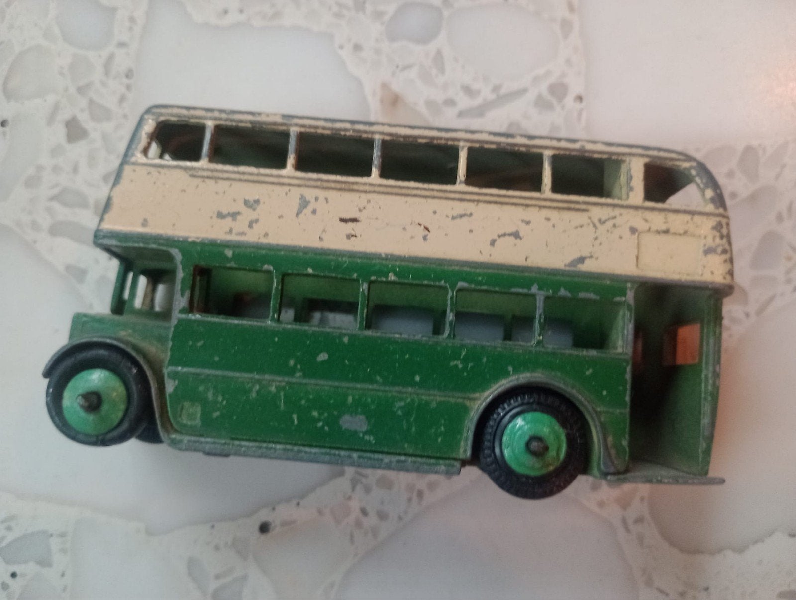 Vintage Dinky Toys Dubbeldekker Bus - Groen/Crème, Ophalen of Verzenden, Gebruikt