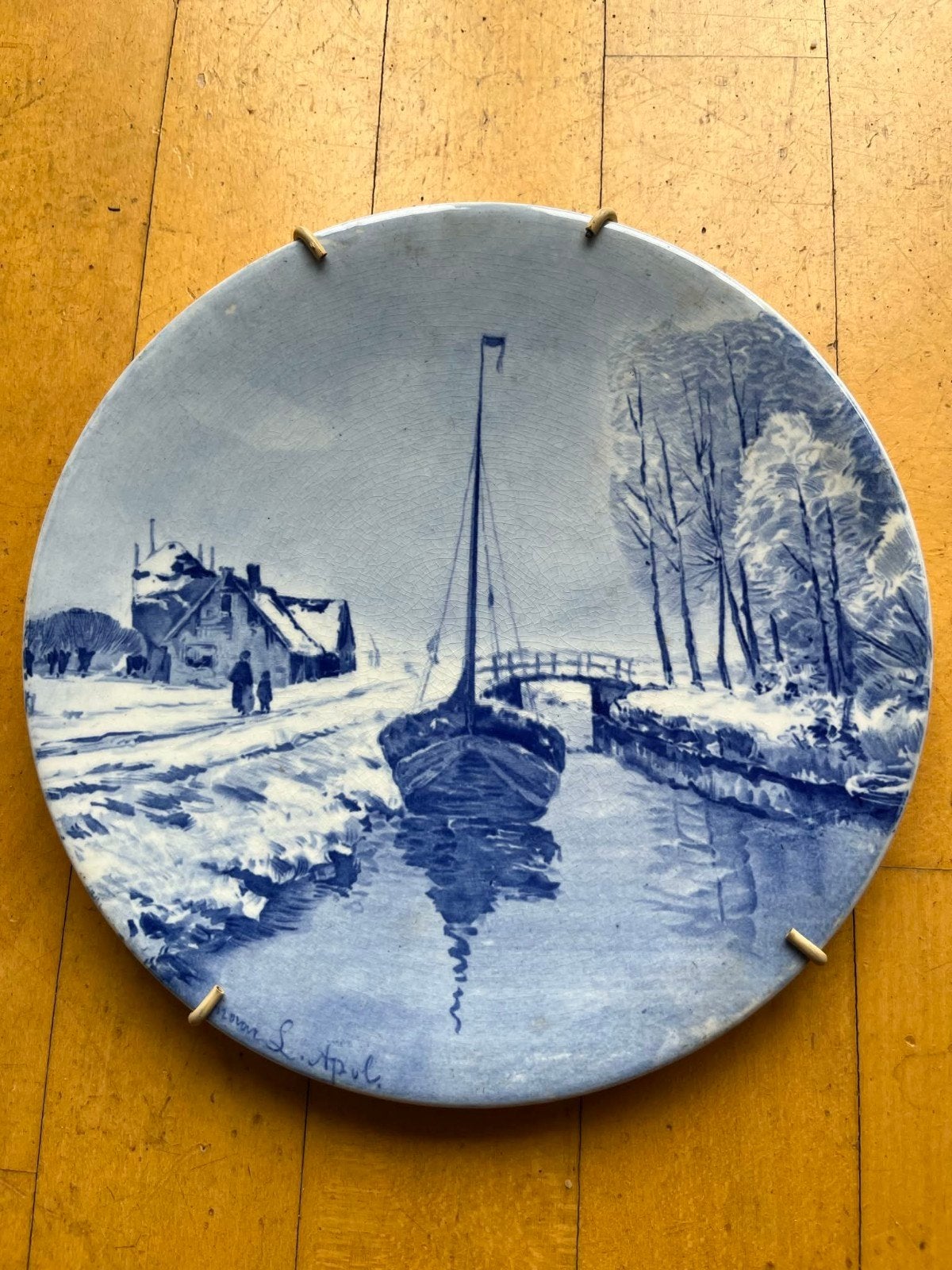 Delfts blauw wandsierbord met schip, Ophalen of Verzenden