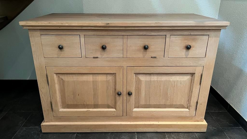 Eiken TV kast, Ophalen, 100 tot 150 cm, Eikenhout, Minder dan 100 cm