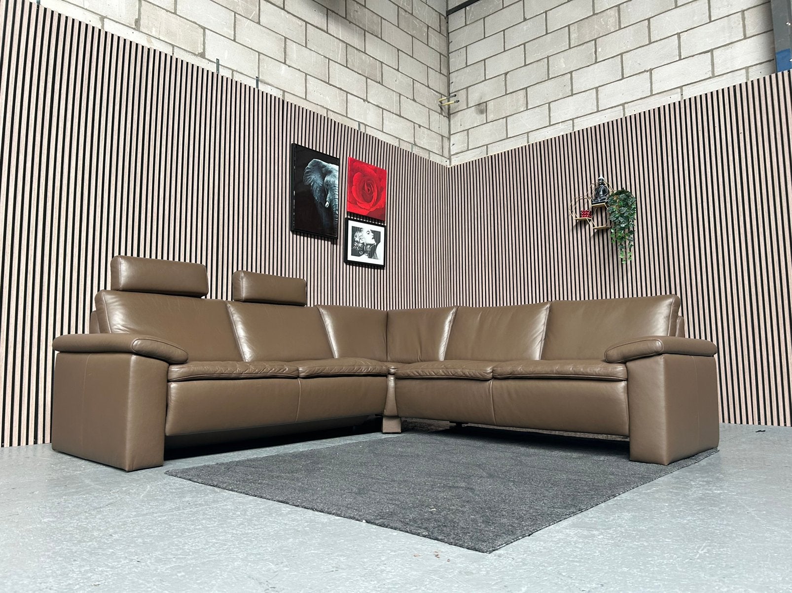 GRATIS LEVERING Hoekbank Leer Bruin 256X253 GEREINIGD