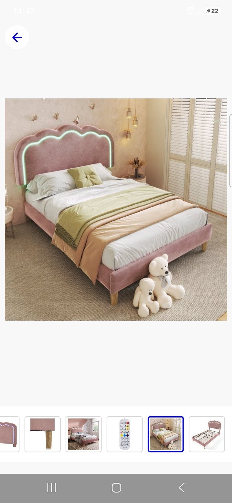 Meisjesbed 90x200cm oud roze met LED-verlichting, Ophalen, 90 cm, Eenpersoons, Zo goed als nieuw
