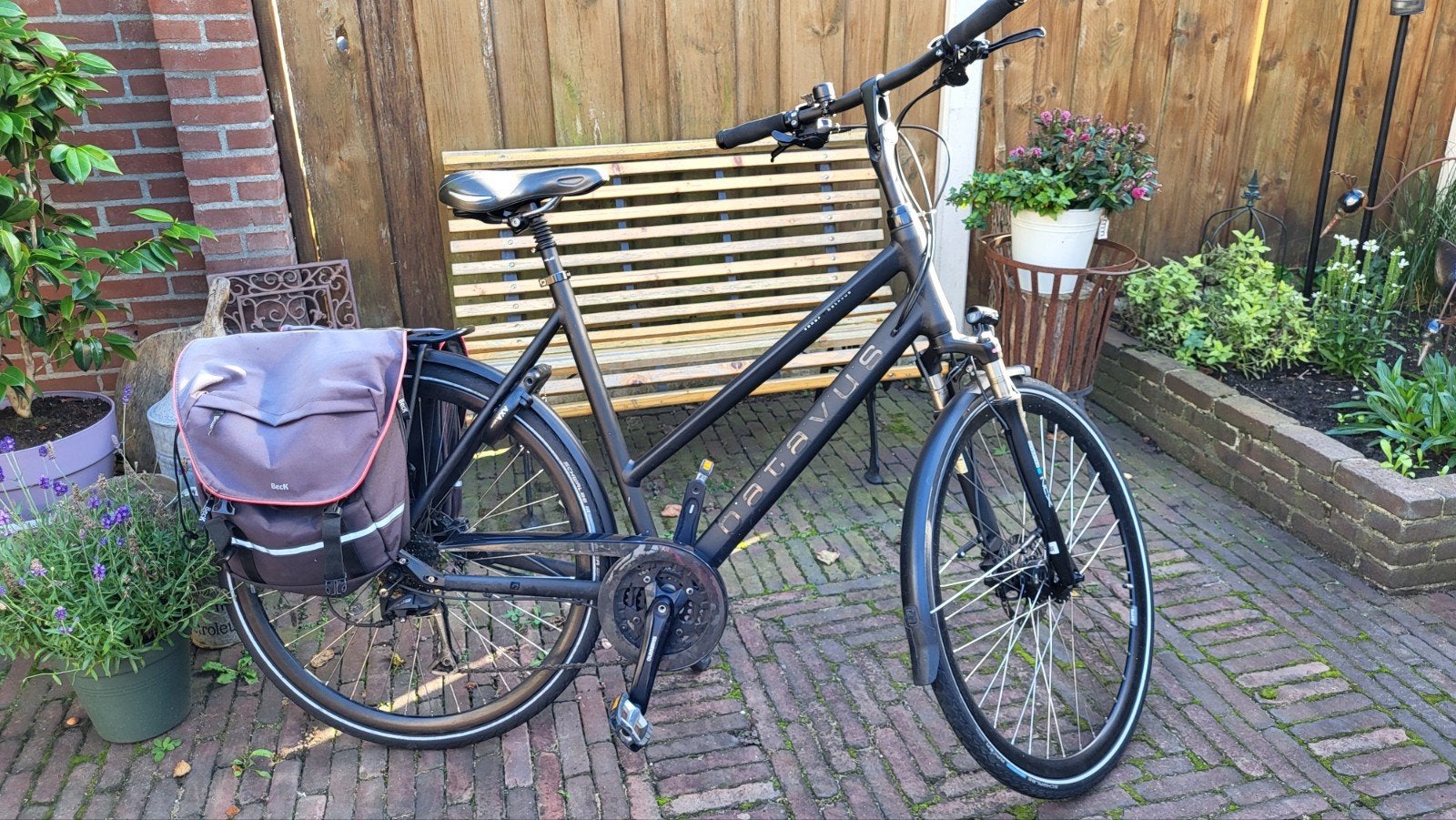Batavus Zonar Damesfiets 21 versnellingen met fietstassen, Ophalen, Gebruikt, Batavus, Versnellingen
