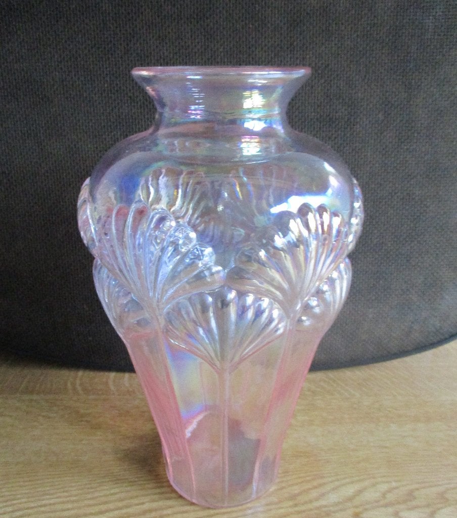 Vaas iriserend glas iridescent glass bull stier, Huis en Inrichting, Woonaccessoires | Vazen, Ophalen of Verzenden, Gebruikt, Glas