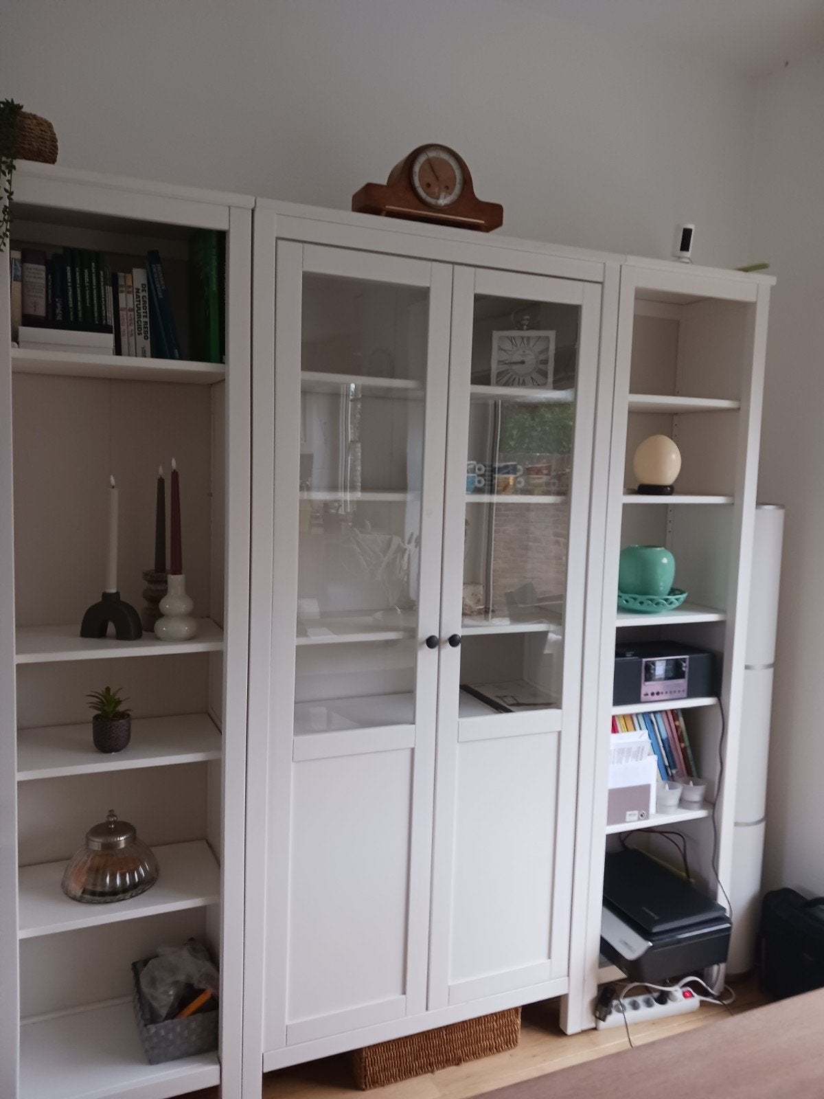 Witte vitrinekast 3 delen 185x200 cm, Huis en Inrichting, 150 tot 200 cm, Ophalen of Verzenden, 25 tot 50 cm, Gebruikt
