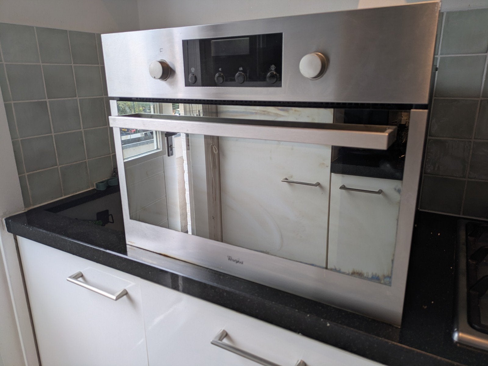 Whirlpool AMW 502/IX Inbouw Combimagnetron, Ophalen, Combimagnetron, Gebruikt, Inbouw