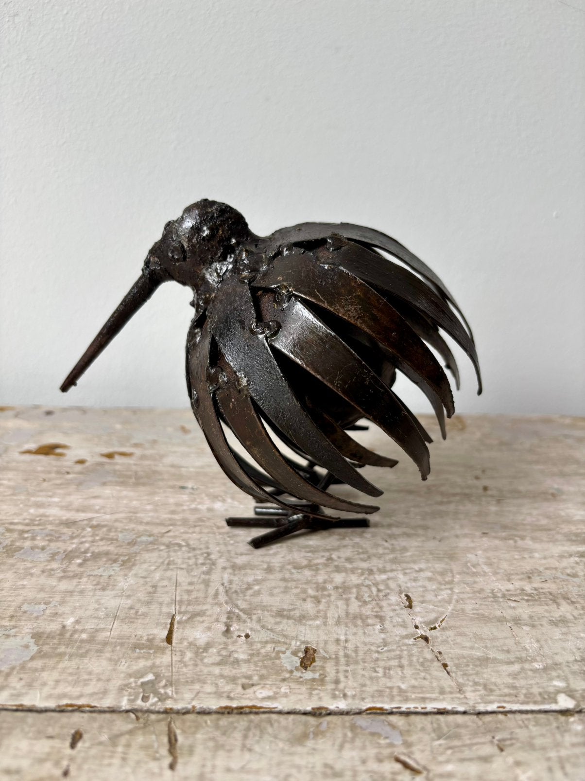 Zimbolic handgemaakt metalen kiwibeeldje, gerecycled staal, Minder dan 20 cm, Ophalen of Verzenden, Handgemaakt, Beeld