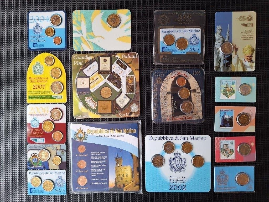 Verschillende Mini-kits & Coincards San Marino 2002 t/m 2025, Ophalen of Verzenden, San Marino, Overige waardes