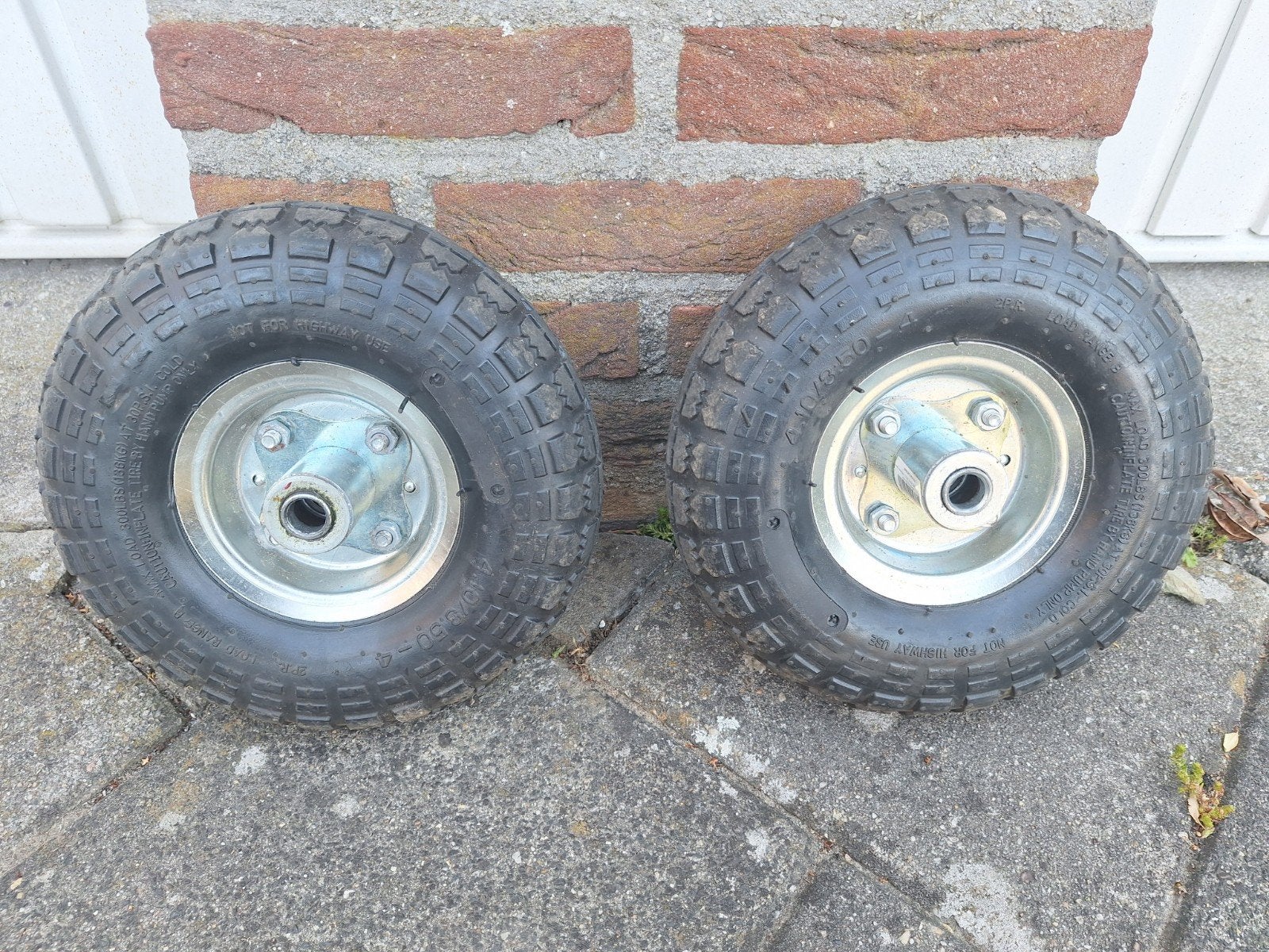 Set metalen steekwagen wielen 4.10/3.50-4, 16mm as, Ophalen of Verzenden