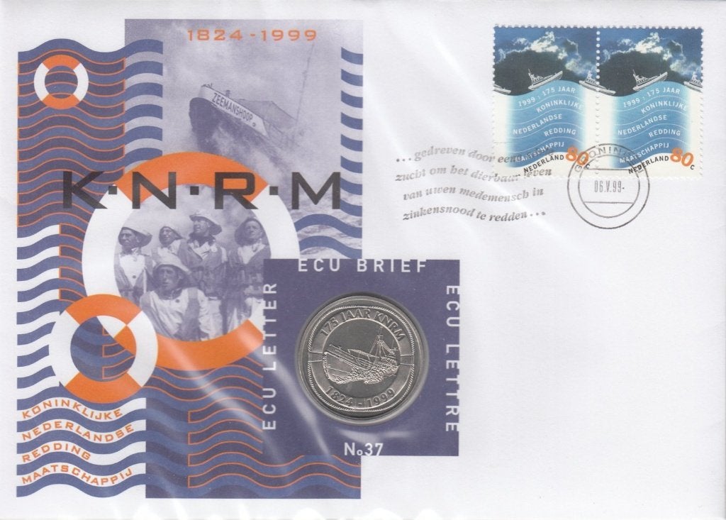 Nederland ECU brief No. 37 175 Jaar KNMR met mooie penning, Ophalen of Verzenden, Overige materialen, Nederland
