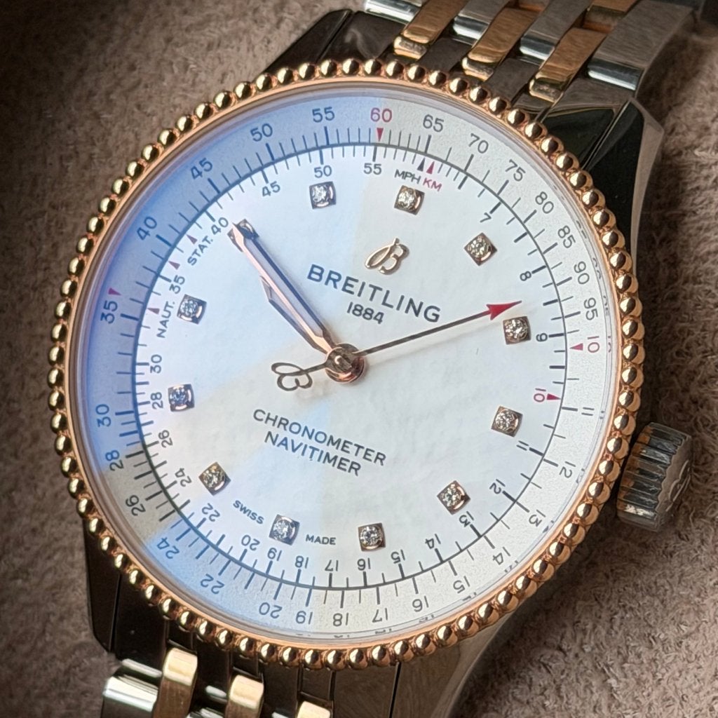 Breitling Navitimer Automatic 35 - 18kt Red Gold & Parelmoer, Sieraden, Tassen en Uiterlijk, Horloges | Dames, Overige merken