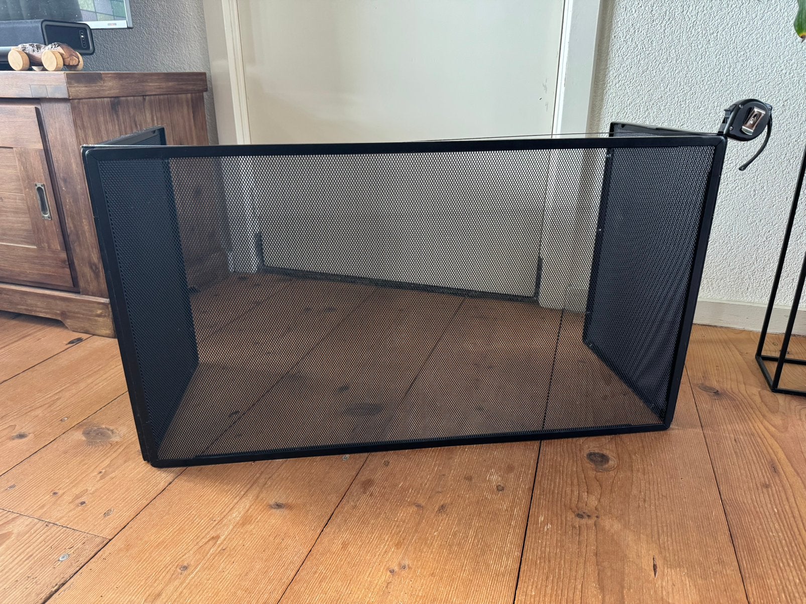 Vonkenrooster v. open haard vuur 2 klapb.zijden 88x35,5x48,5, Ophalen, Gebruikt, Vrijstaande haard, Houthaard