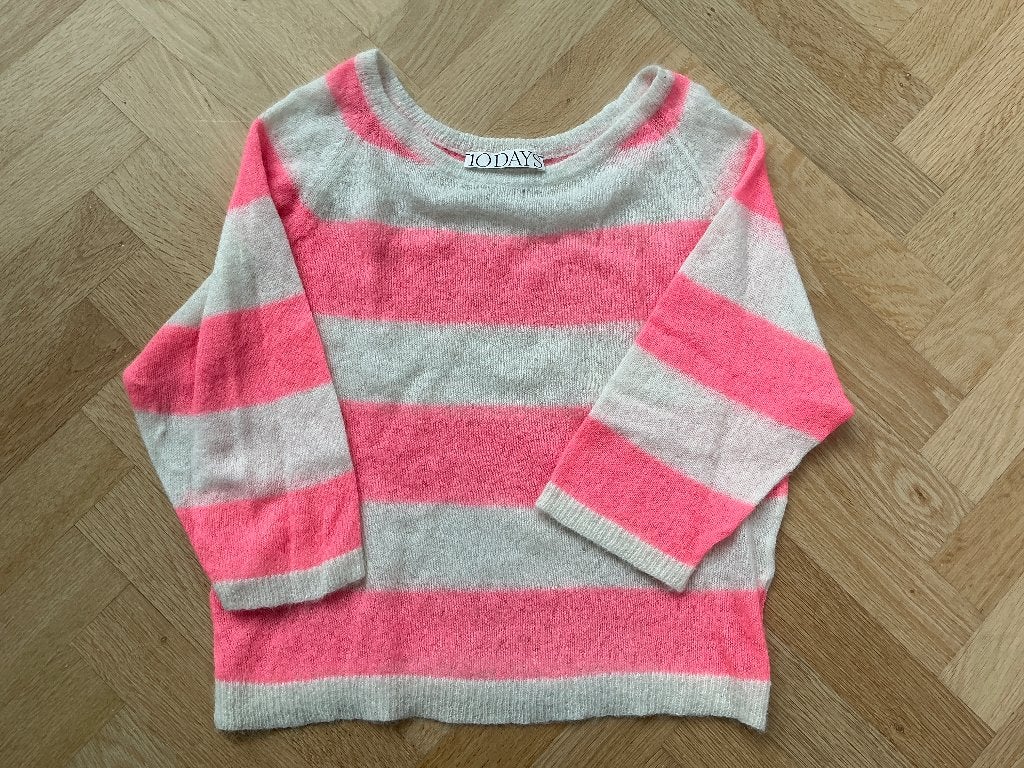 10DAYS thin knit Trui Maat L neon roze wit, Maat 42/44 (L), 10days, Ophalen of Verzenden, Zo goed als nieuw