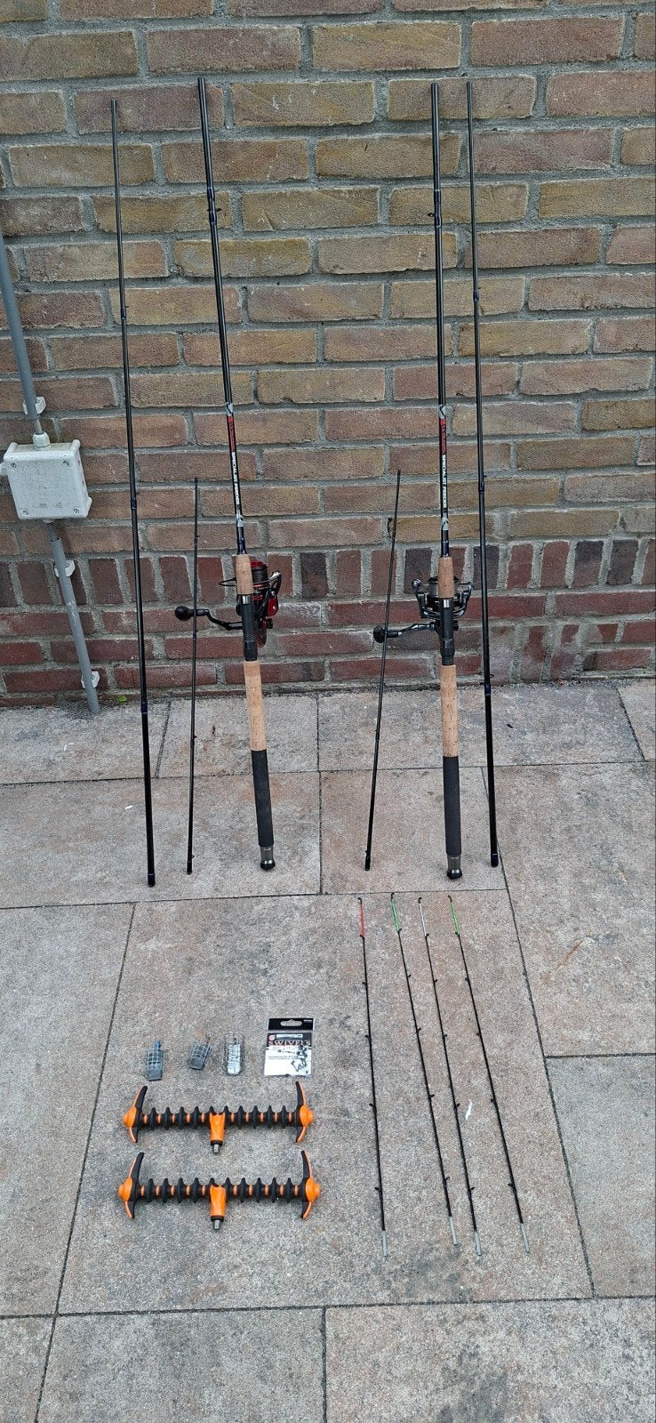 feeder uitrusting: hengels, molens en accessoires, Watersport en Boten, Hengelsport | Algemeen, Zo goed als nieuw, Ophalen