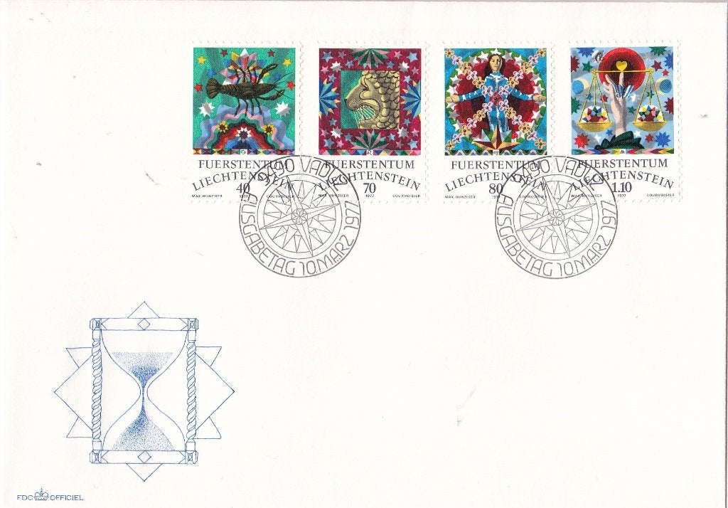 Liechtenstein FDC – Tierkreiszeichen (II) - M 669-672, Postzegels en Munten, Postzegels | Eerstedagenveloppen, Verzenden, Onbeschreven