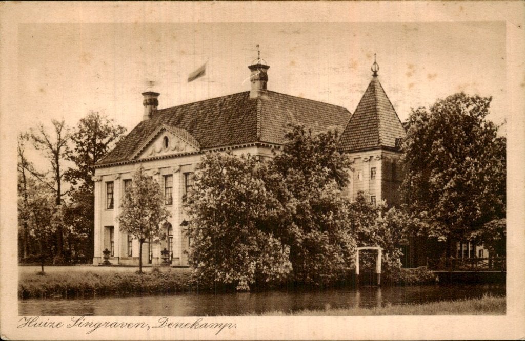 Denekamp - Huize Singraven - Voorgevel, Verzamelen, Ansichtkaarten | Nederland, Ongelopen, Overijssel, 1920 tot 1940, Ophalen of Verzenden