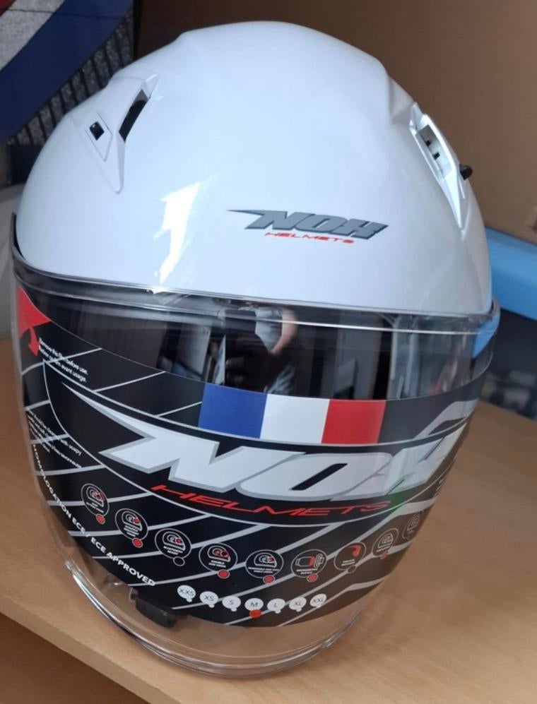 Nieuw - Nox Casque Jet N127 Strap Blanc Helm, Motoren, Kleding | Motorhelmen, Ophalen, Jethelm, Overige merken