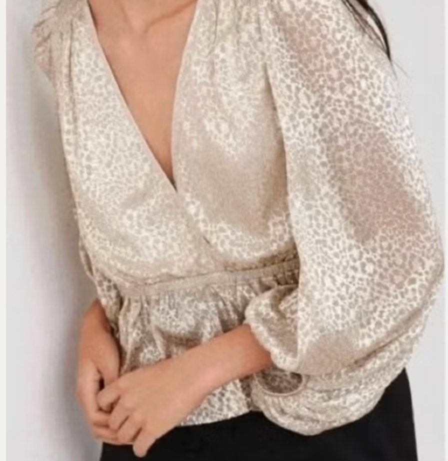mooie top / blouse goud Ba&sh mt 0 XS (S) ZGAN, Verzenden, Zo goed als nieuw, Ba&sh, Maat 34 (XS) of kleiner