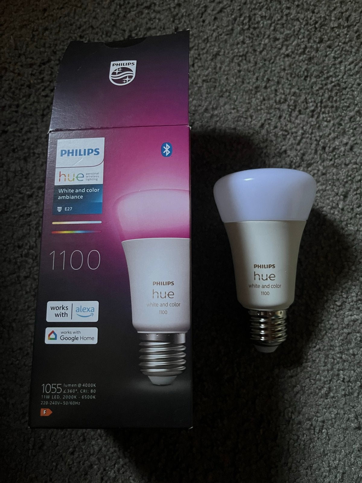 Philips Hue White and Color Ambiance E27 LED Lamp 1100, Led-lamp, 60 watt of meer, Zo goed als nieuw, E27 (groot)