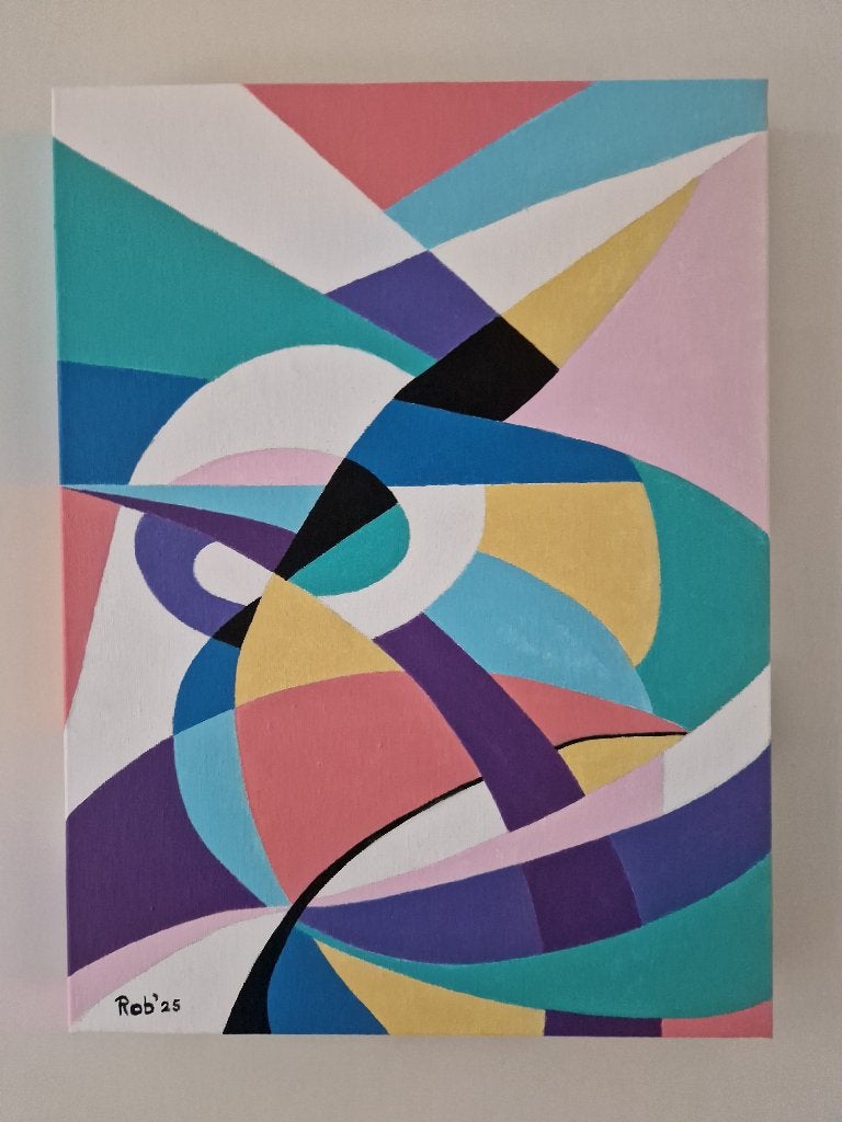 Abstract Kleurrijk Schilderij zelf geschilderd, Ophalen