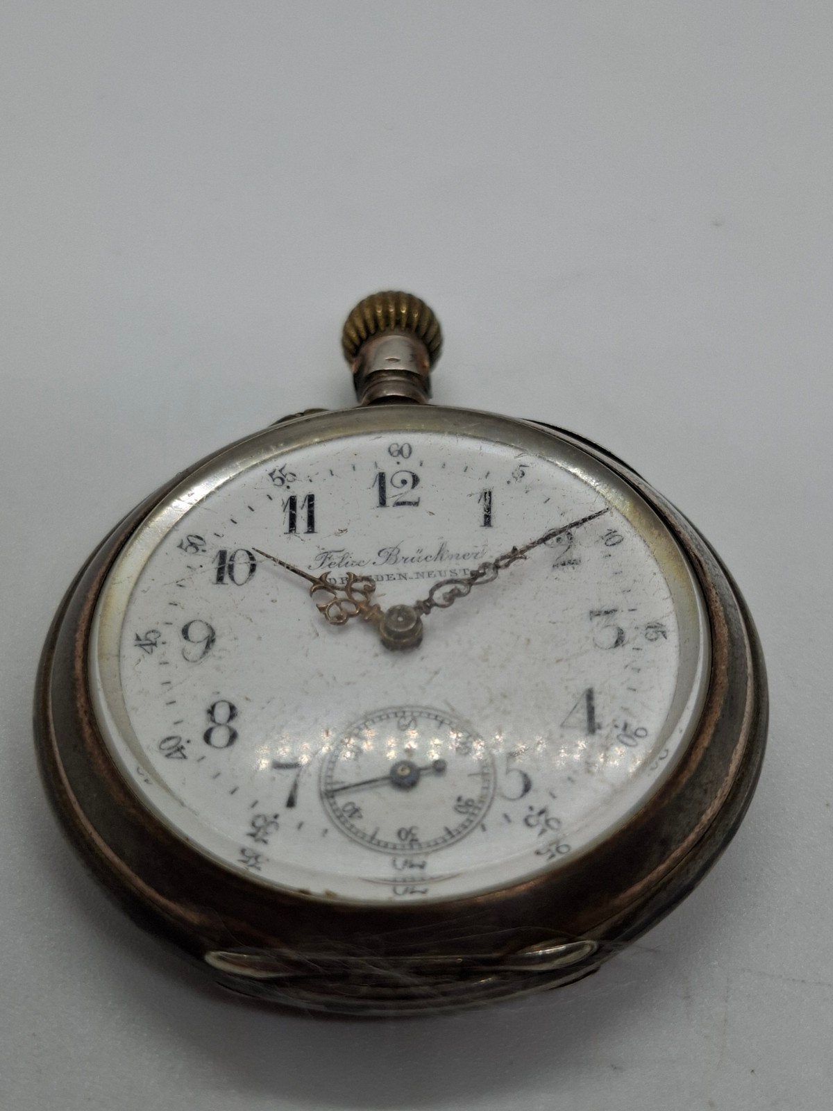 Bruckheimer Dresden Zilveren Zakhorloge - Defect, Sieraden, Tassen en Uiterlijk, Overige merken, Zakhorloge, Ophalen of Verzenden