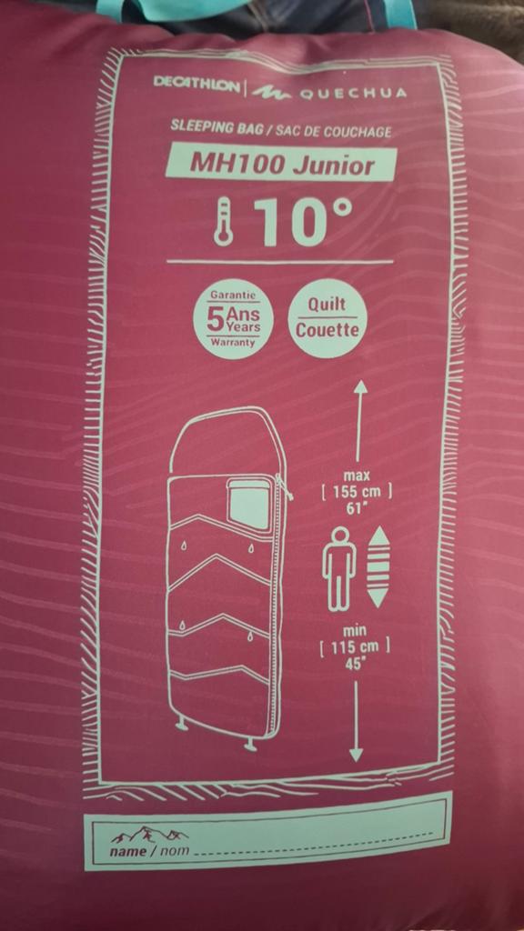 Quechua MH100 Junior Slaapzak - Ideaal voor Kamperen, Caravans en Kamperen, Slaapzakken, Ophalen, Zo goed als nieuw