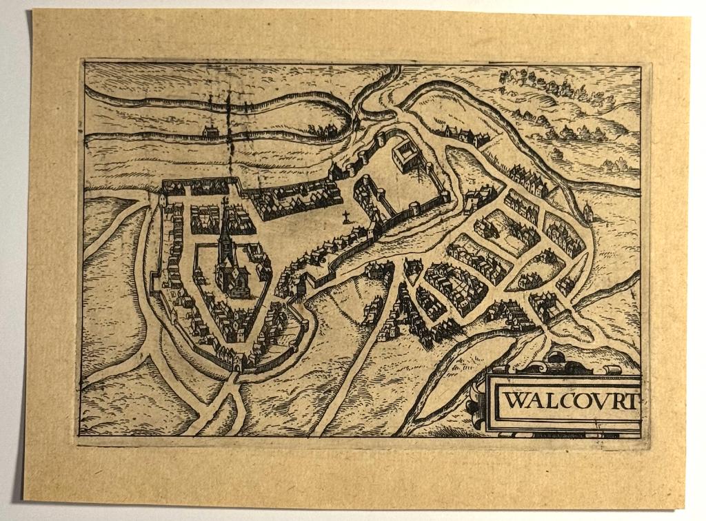 Walcourt Guicciardini 17e eeuw, Antiek en Kunst, Kunst | Etsen en Gravures, Cartografie, 19 cm, Gravure, 14 cm