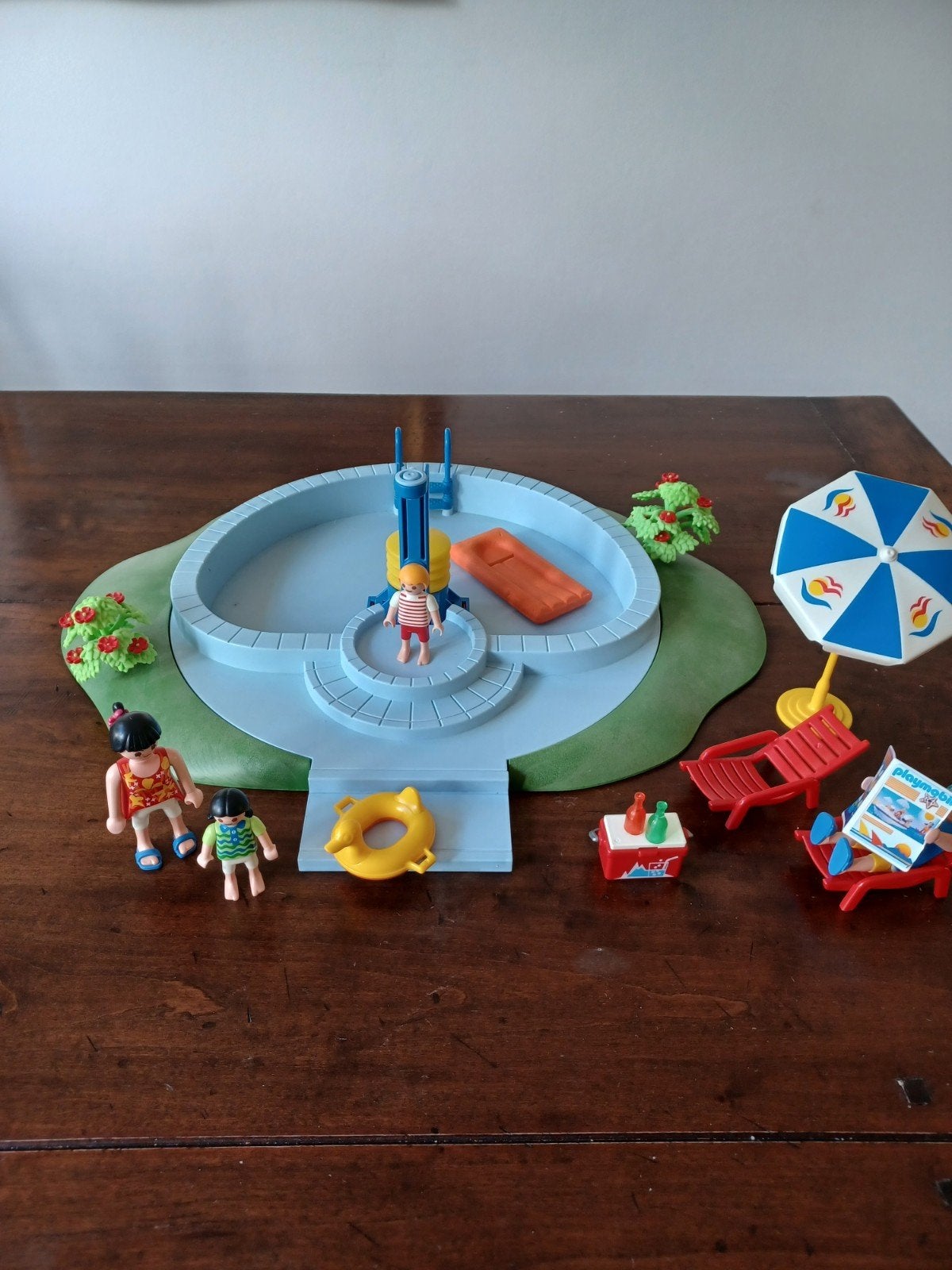Playmobil zwembad (set 3205) met figuren en accessoires, Gebruikt, Complete set, Overige typen, Ophalen of Verzenden
