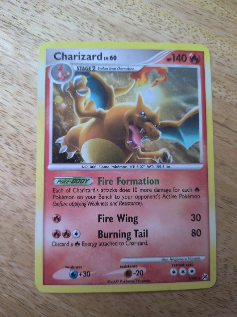 Charizard Platinum Arceus 1/99, Hobby en Vrije tijd, Verzamelkaartspellen | Pokémon, Verzenden, Zo goed als nieuw, Losse kaart