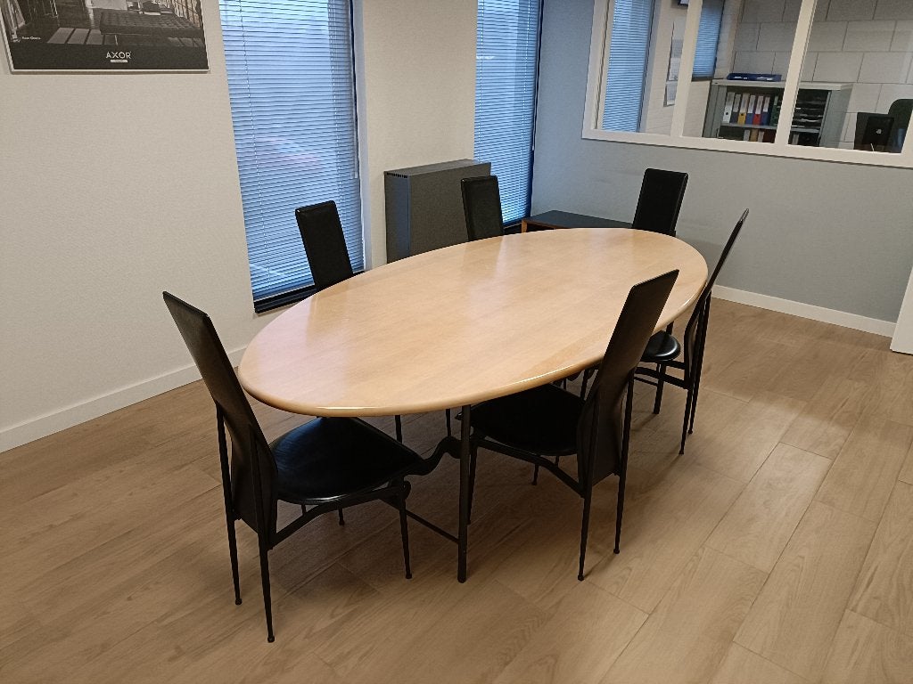 Tafel 240cm ovaal incl. 6 stuks Fasem stoel, Ophalen, Gebruikt, Modern, 6 tot 8 stoelen