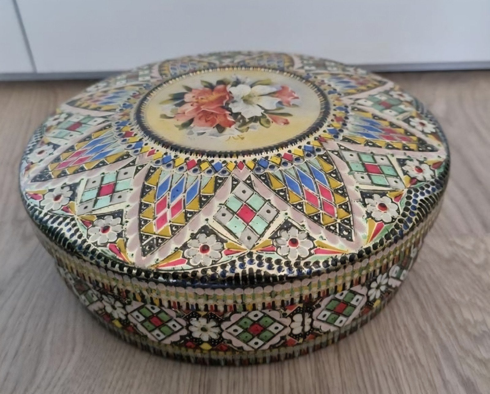 Vintage koekblik bloemen, Ophalen of Verzenden, Gebruikt