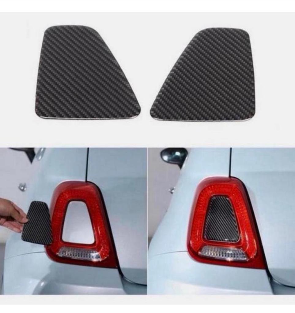 Fiat 500 Abarth 595 Carbon achterlicht cover kap-sticker set, Auto diversen, Autostickers, Ophalen of Verzenden, H, H, H