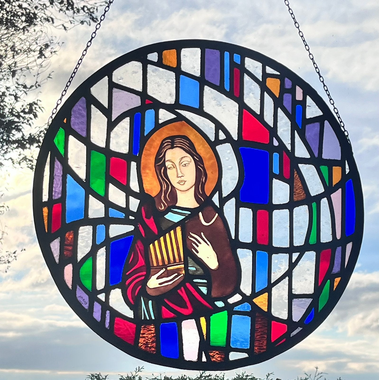 Patroonheilige glas-in-lood raamhanger, Meerkleurig, Overige stijlen, Nieuw, Ophalen of Verzenden