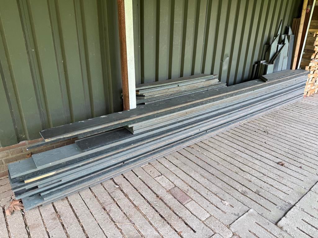 Ruim 25m2 planken, Doe-het-zelf en Verbouw, Hout en Planken, Ophalen, Gebruikt, Minder dan 25 mm, Grenen