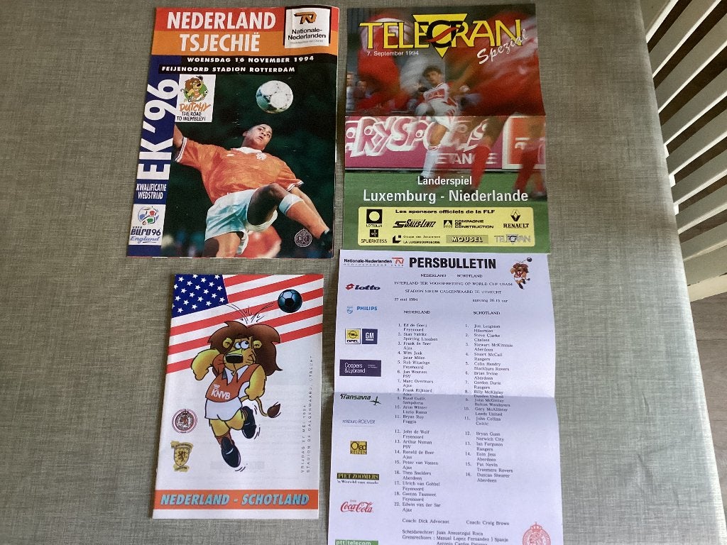 Wedstrijdprogramma’s Nederlandselftal 1994, Ophalen of Verzenden, Zo goed als nieuw, Overige binnenlandse clubs, Overige typen