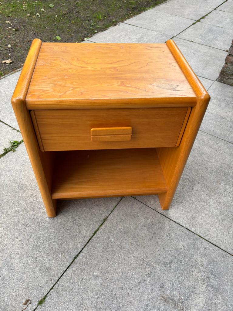 Retro grenen nachtkastje ladekast, Ophalen, Gebruikt, Minder dan 45 cm, .