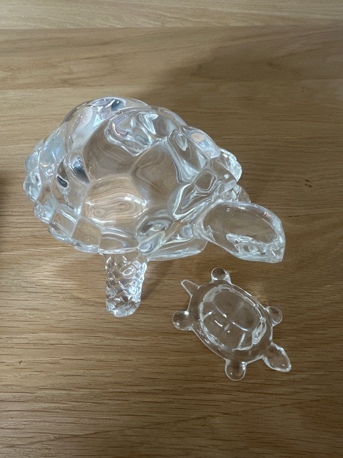 Vintage glazen schildpad met kleine schildpad - decoratief, Ophalen of Verzenden, Zo goed als nieuw, Glas, Vintage