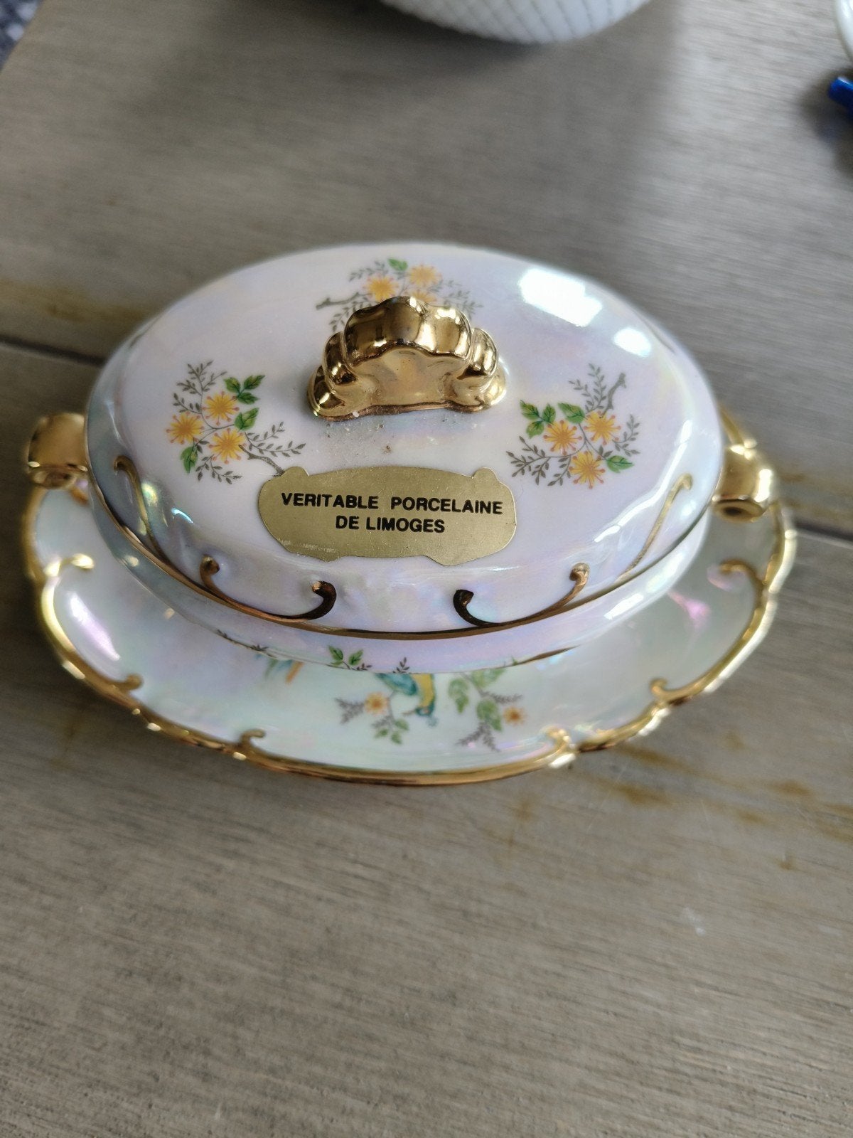 Veritable Porcelaine de Limoges Botervlootje, Antiek en Kunst, Antiek | Porselein, Ophalen of Verzenden